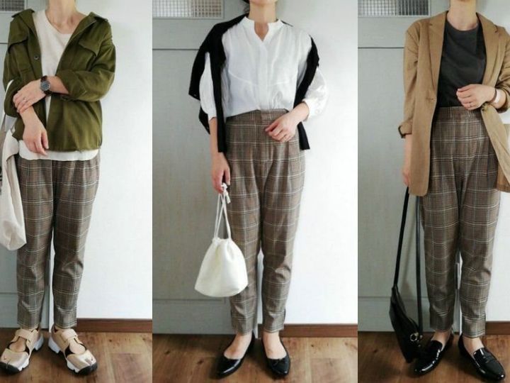 秋のトレンド Guチェックパンツ スイート カジュアル ハンサム 3つの着回し術 サンキュ
